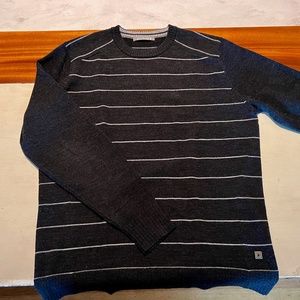 Steel Blue and Grey striped wool sweater